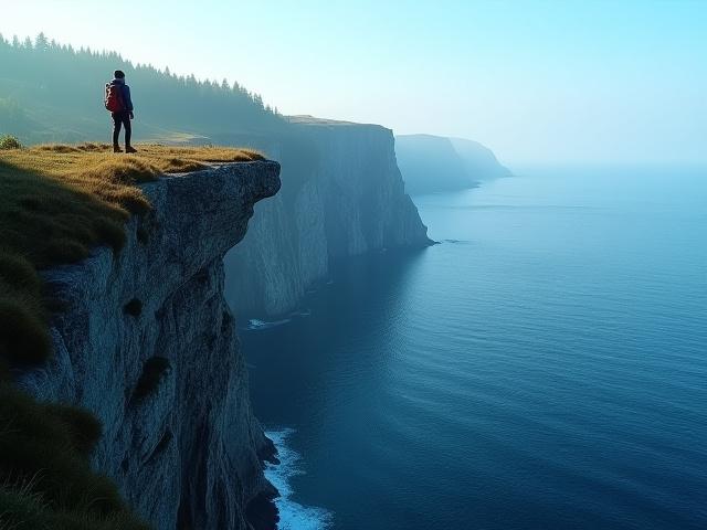 Vandrare på klippor med utsikt över havet i Höga Kusten