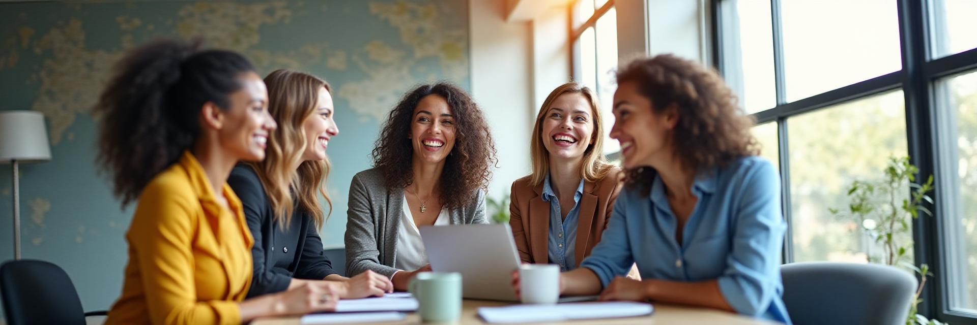 Team av reseexperter i ljust, modernt kontor